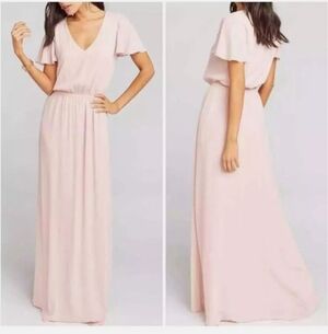 Show Me Your MuMu Michelle Flutter Sleeve Maxi Dress Pink Size Small